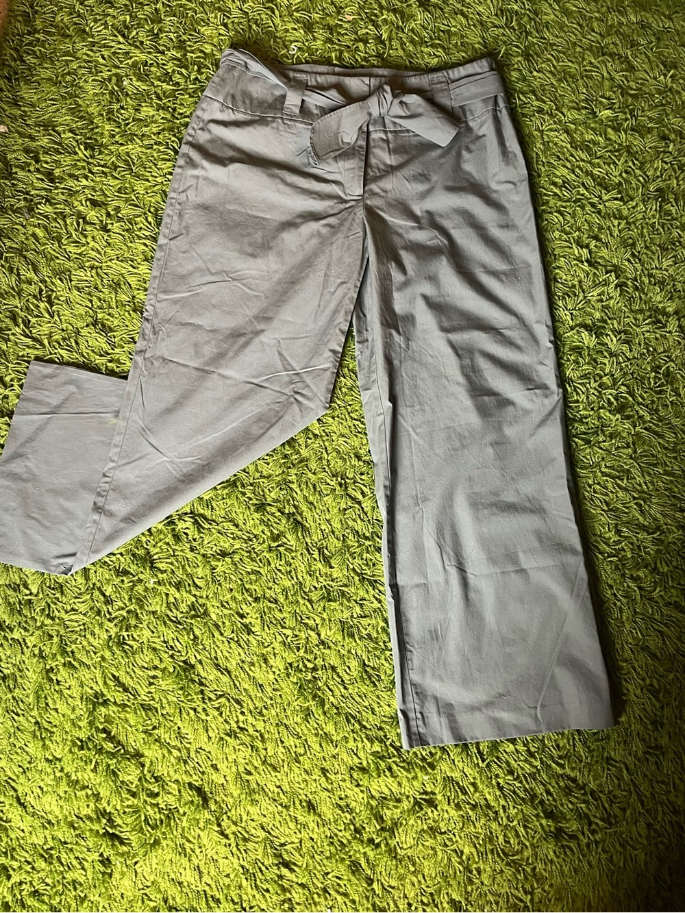 Garnet Hill Grey Tie-Waist Chino Pants